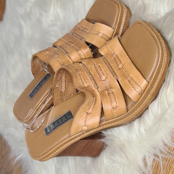 Vintage Bakers tan leather platform sandal 7.5 boho 70s style - Picture 4 of 8